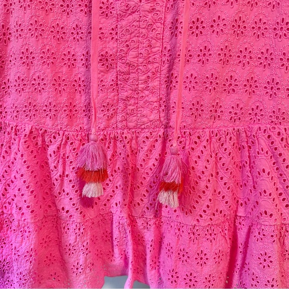 Vineyard Vines Woman's Pink Eyelet Top Tiered Coquette Girl Beach Feminine Sz XS - Picture 4 of 7